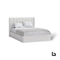 Marvel ivory boucle fabric gas lift bed frame