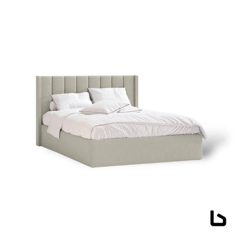 Marvel beige fabric gas lift bed frame