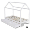 MASEY With Trundle White Wood Single Bed Frame Bed Frame Bedroom Factory 