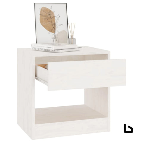 Melody white wood bedside table - tables