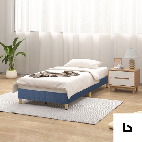 Metal bed frame mattress foundation blue – single