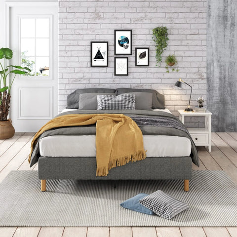 Metal bedframe mattress foundation (dark grey) – single