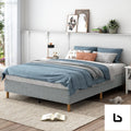 Metal bedframe mattress foundation (light grey) – queen