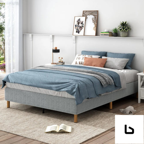 Metal bedframe mattress foundation (light grey) – single