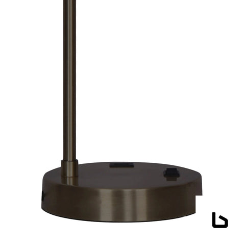 Metal task lamp with usb charging port bronze finish - home