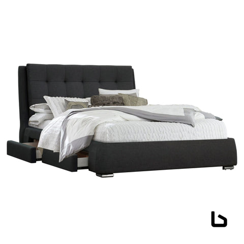 Mighty charcoal fabric storage bed frame - queen