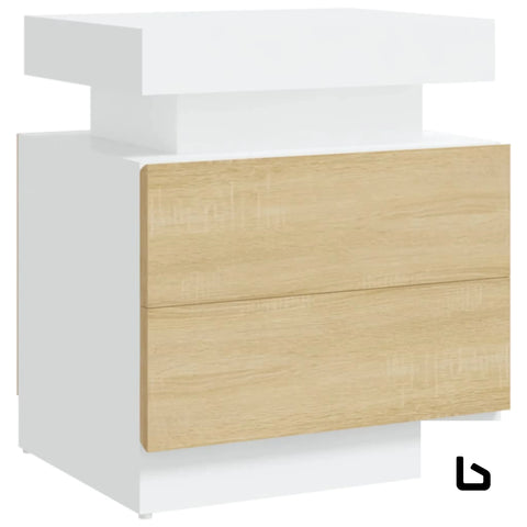 Mode bedside table - white / natural - tables