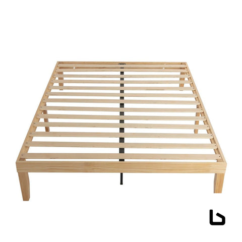 Warm wooden natural bed base - frame