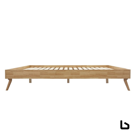 Natural oak ensemble bed frame wooden slat double -