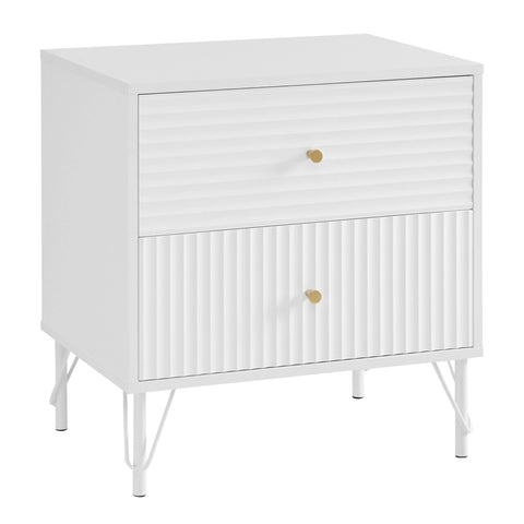 Diego bedside table night stand with 2 drawers - white