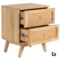 Olearia bedside table 2 drawer storage cabinet solid mango