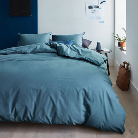 Bedding house organic cotton basic blue grey quilt cover set