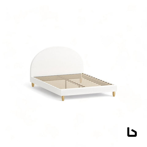 Ova boucle white bed frame