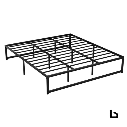 Bed frame metal platform king size base mattress black