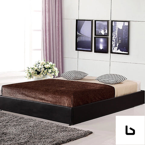 Pu leather queen bed ensemble frame - furniture > bedroom