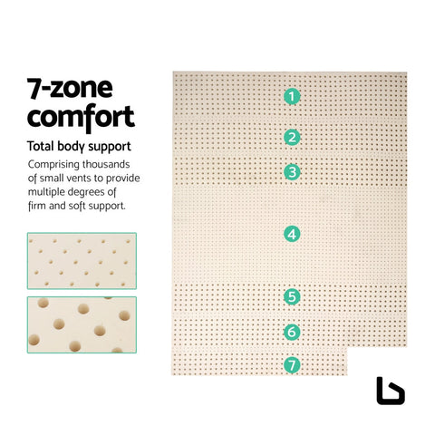 Pure natural latex honeycomb 7 zone 7.5cm mattress topper