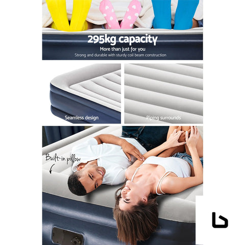 Queen air bed inflatable mattress sleeping mat built-in pump