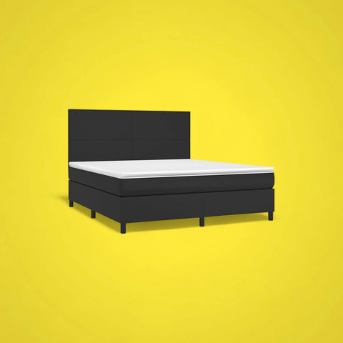 Queen bed frame + mattress + topper + bench - black