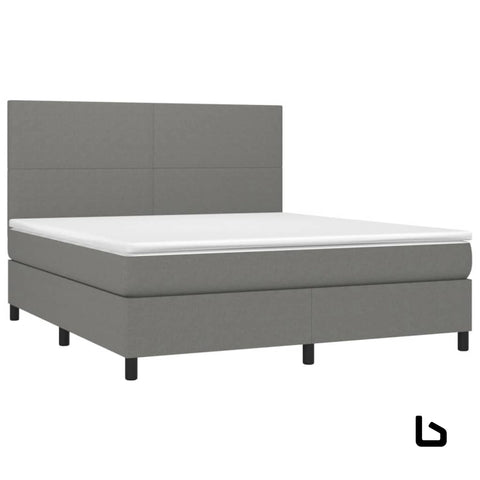 Queen led bed frame + mattress + topper - grey