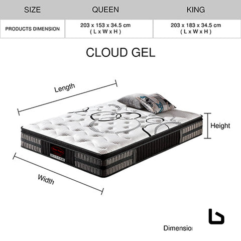 Queen mattress in gel memory foam pocket coil medium firm