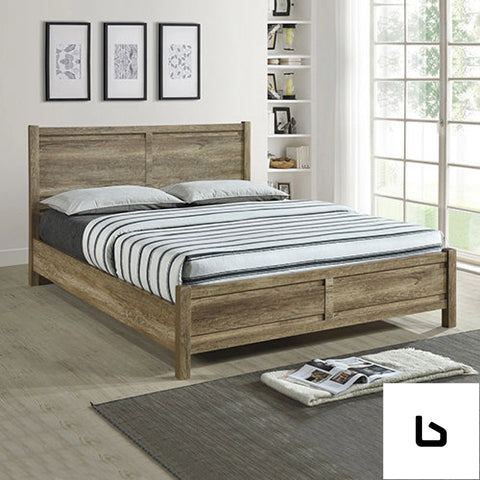 Queen size bed frame natural wood like mdf in oak colour