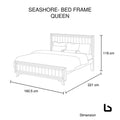 Queen size silver brush bed frame in acacia wood