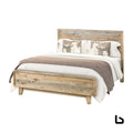 Queen size wooden bed frame in solid wood antique design