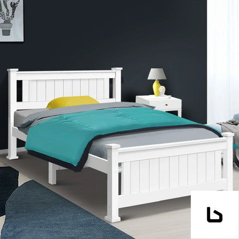 King single wooden bed frame - white - frame