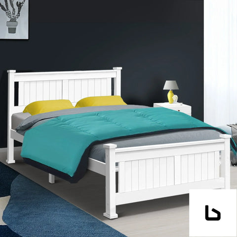 Bf double size wooden bed frame - white - frame