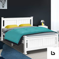 Queen size wooden bed frame kids adults timber - frame