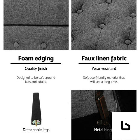 Fabric storage ottoman - grey