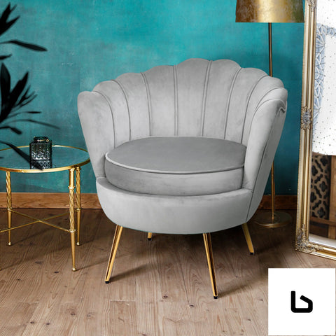 Armchair velvet grey callista - furniture > living room