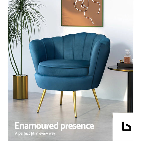 Armchair velvet blue callista - furniture > living room