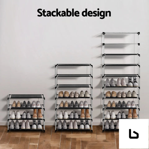Shoe rack 10-tier 27 pairs removable cover black - wardrobe