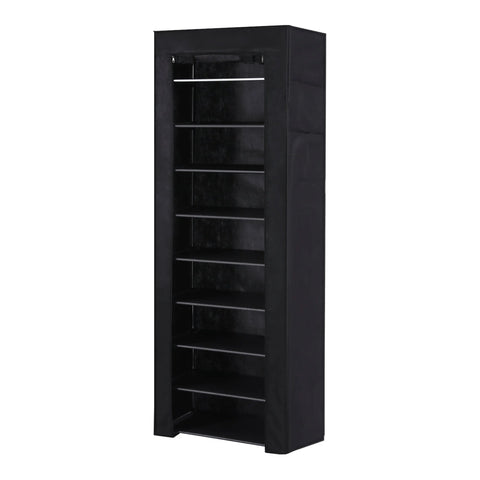 Shoe rack 10-tier 27 pairs removable cover black - wardrobe