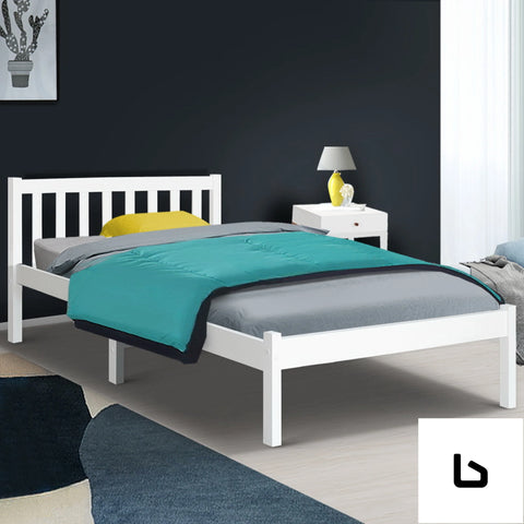 Single size wooden bed frame - white - frame