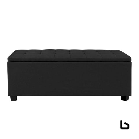 Storage ottoman blanket box black fabric footstool chest