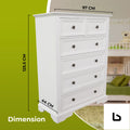 Tallboy 6 chest of drawers solid acacia wood bed storage