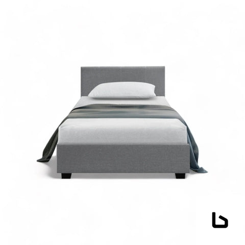 Bed frame fabric - grey king single - frame