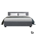 Bed frame fabric - grey queen - frame
