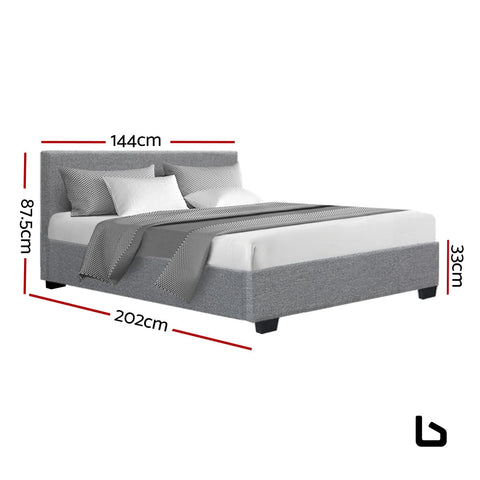 Queen grey fabric gas lift bed frame - frame