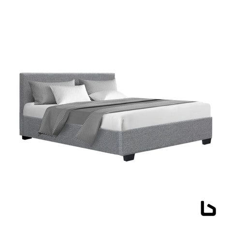 Queen grey fabric gas lift bed frame - frame