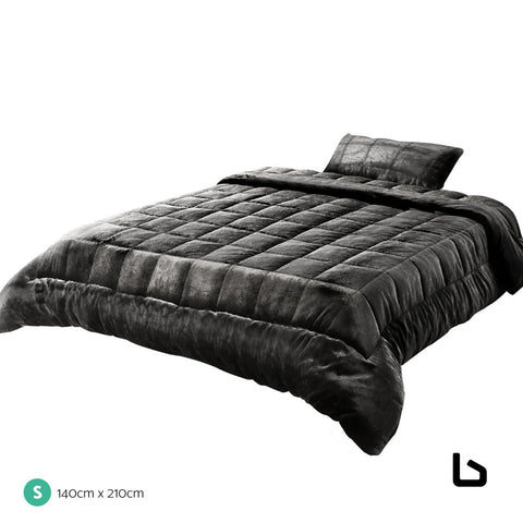 Giselle bedding faux mink quilt charcoal single - home &