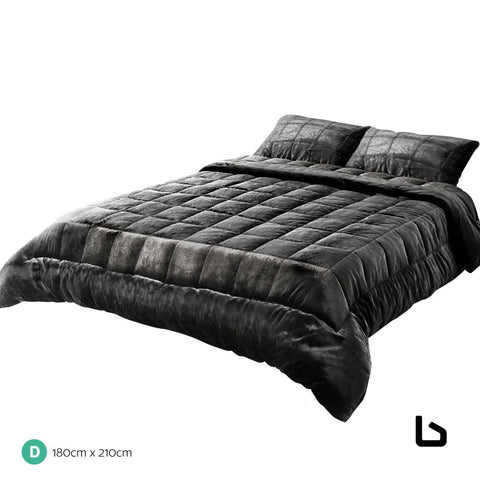 Giselle bedding faux mink quilt charcoal double - home &
