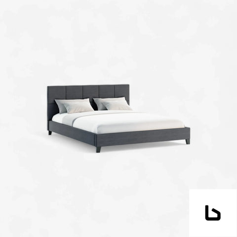 Tia charcoal fabric bed frame - double - frame