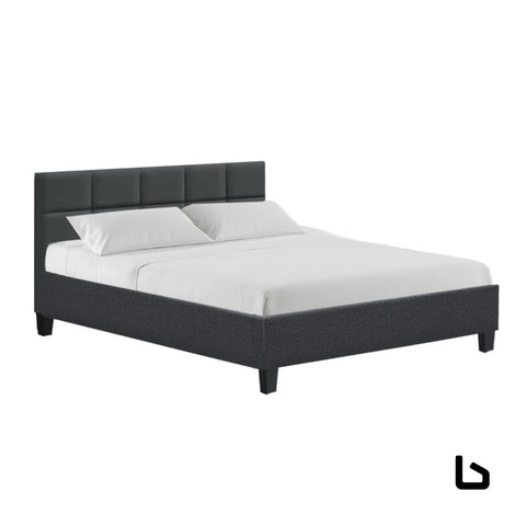 Bf queen size charcoal fabric bed frame - frame