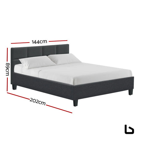 Bf double size charcoal fabric bed frame - frame