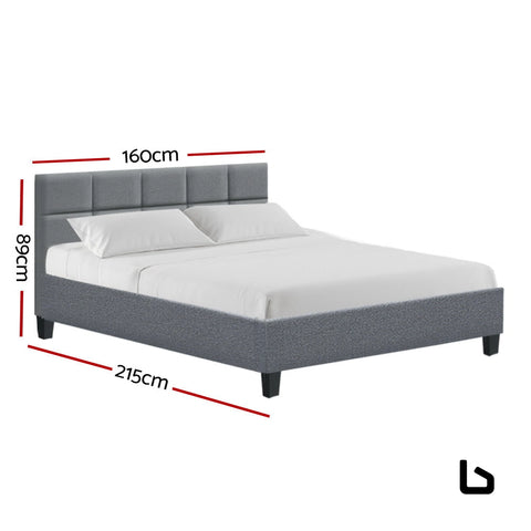 Bf queen size grey fabric bed fame - frame