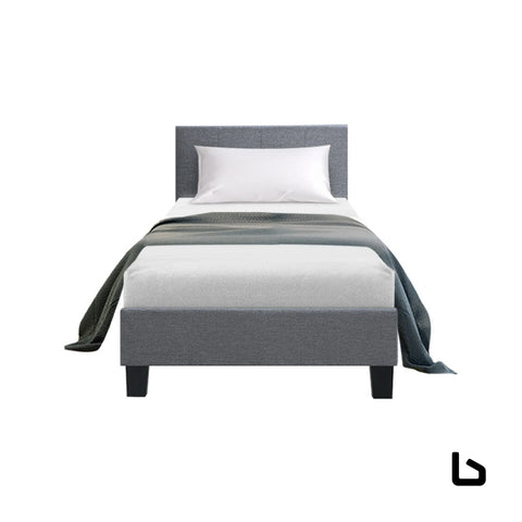 Bed frame fabric - grey single - frame