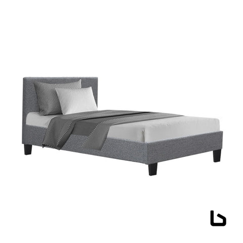 Bed frame fabric - grey single - frame